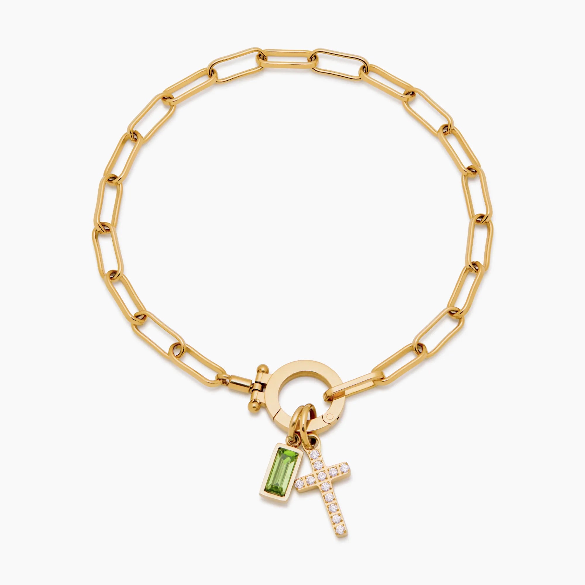 Bracelet Chaîne Croix & Pierre de Naissance