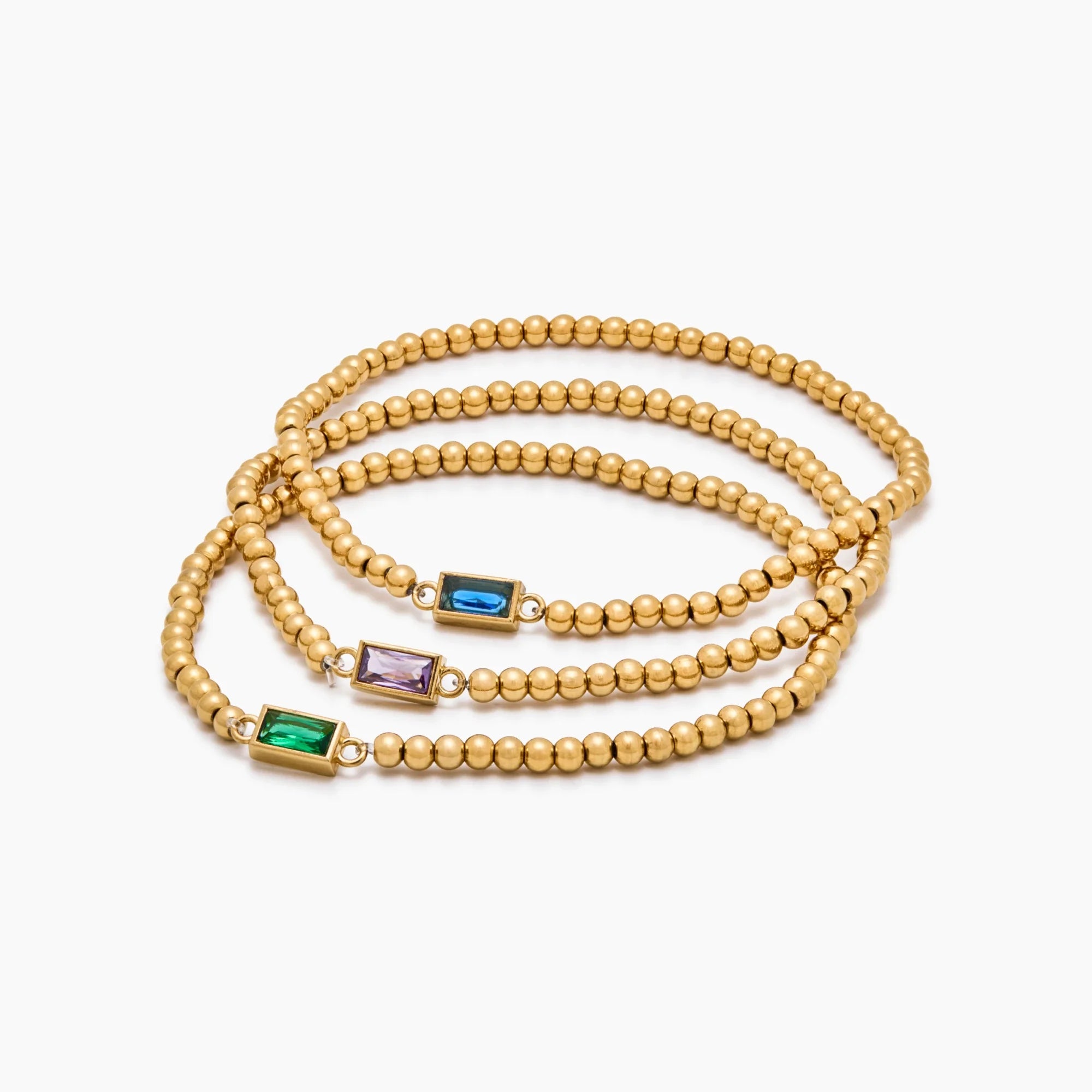 Bracelet Perles Dorées & Pierre de Naissance