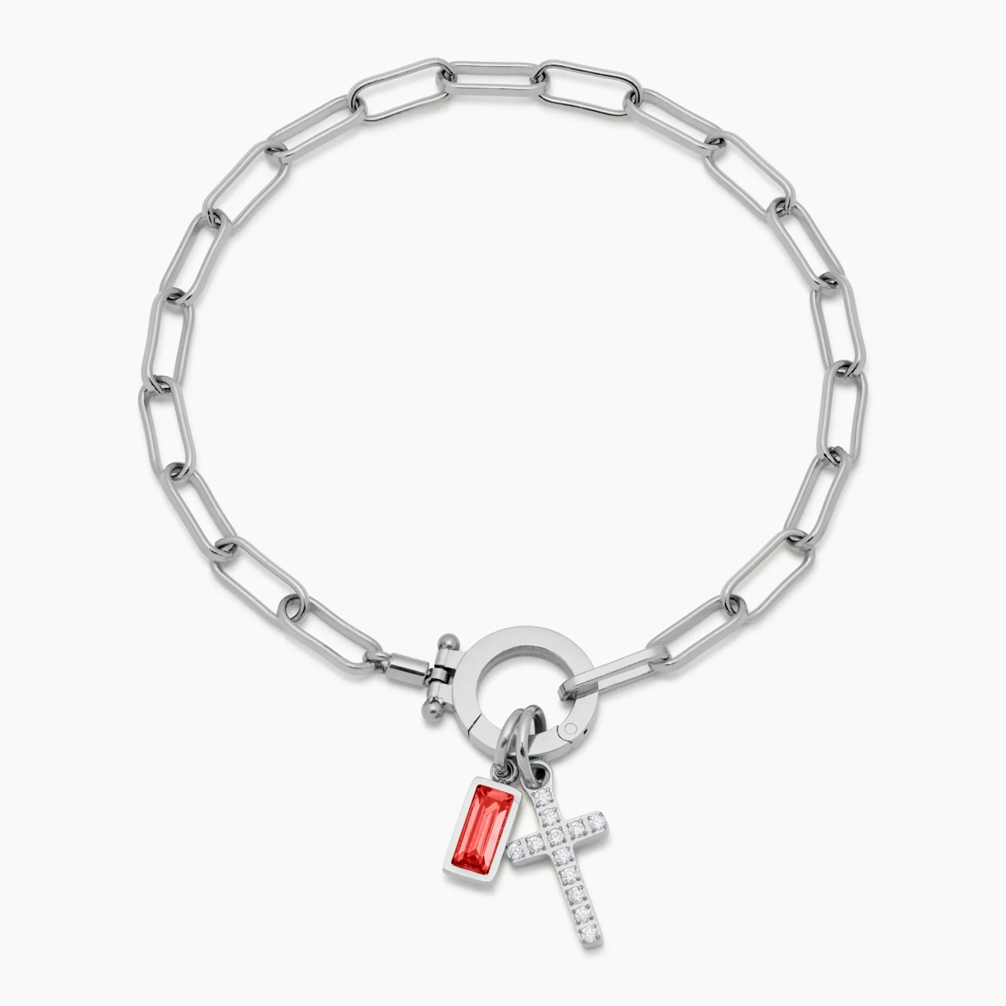 Bracelet Chaîne Croix & Pierre de Naissance