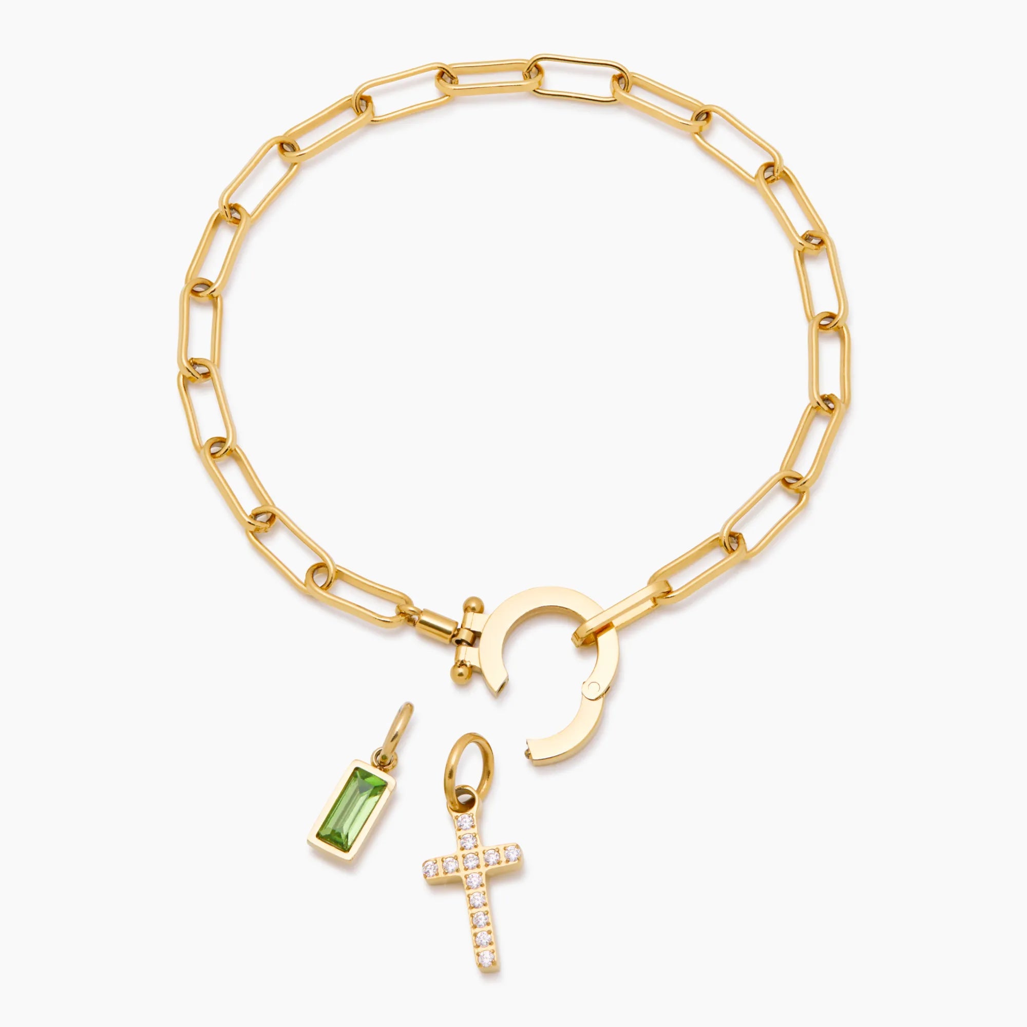 Bracelet Chaîne Croix & Pierre de Naissance