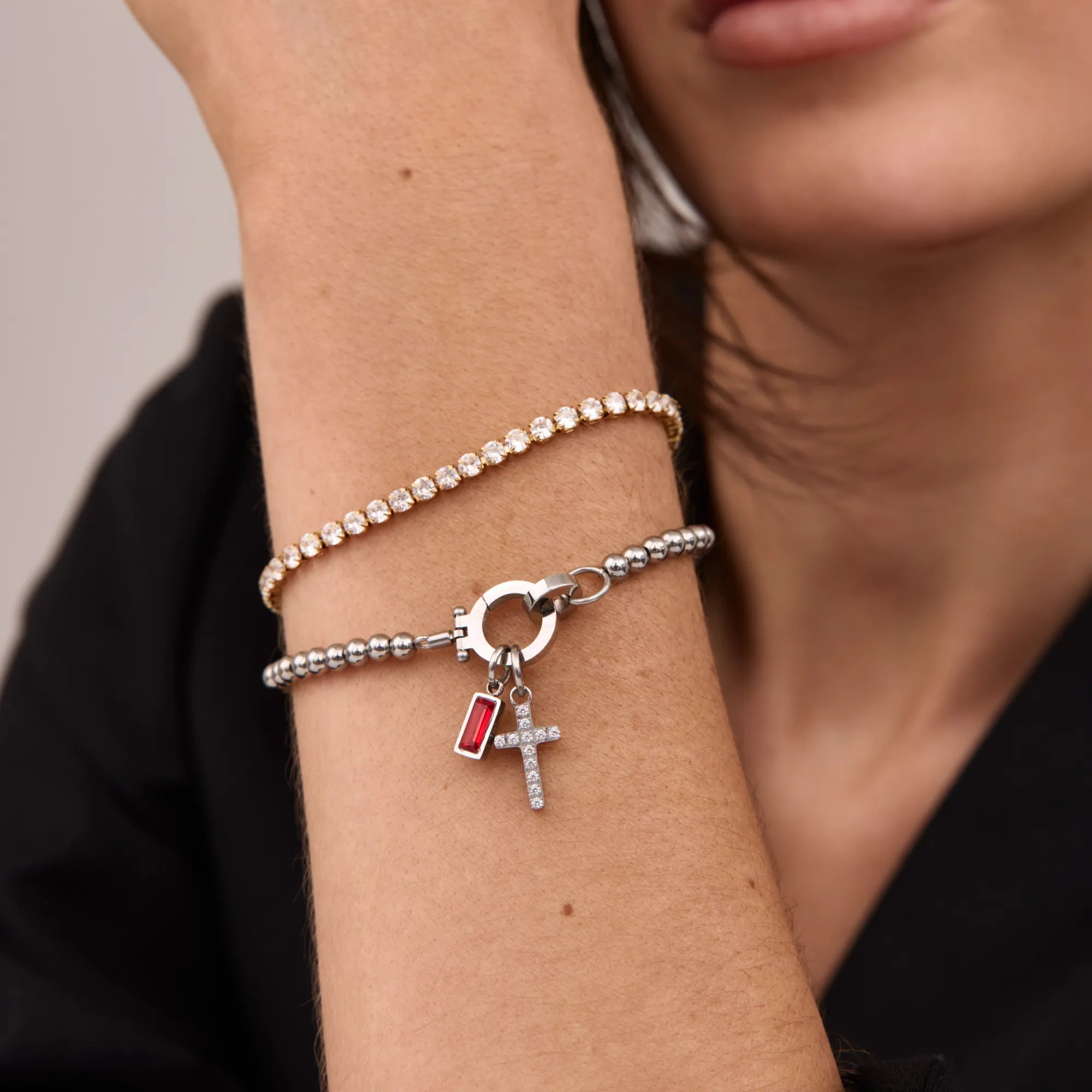 Bracelet Croix & Pierre de Naissance